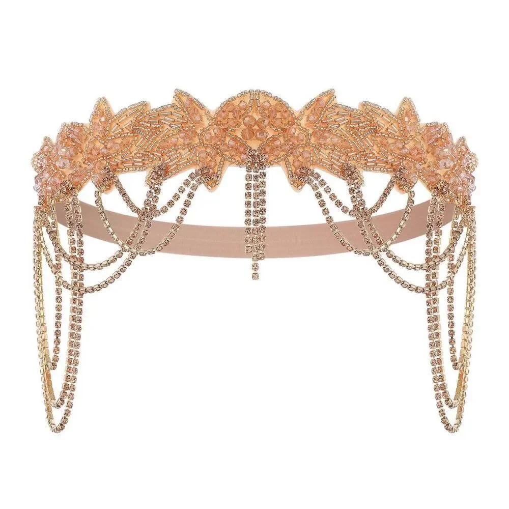 NWT 1920s Beaded Rhinestone Headband Flapper Gatsby